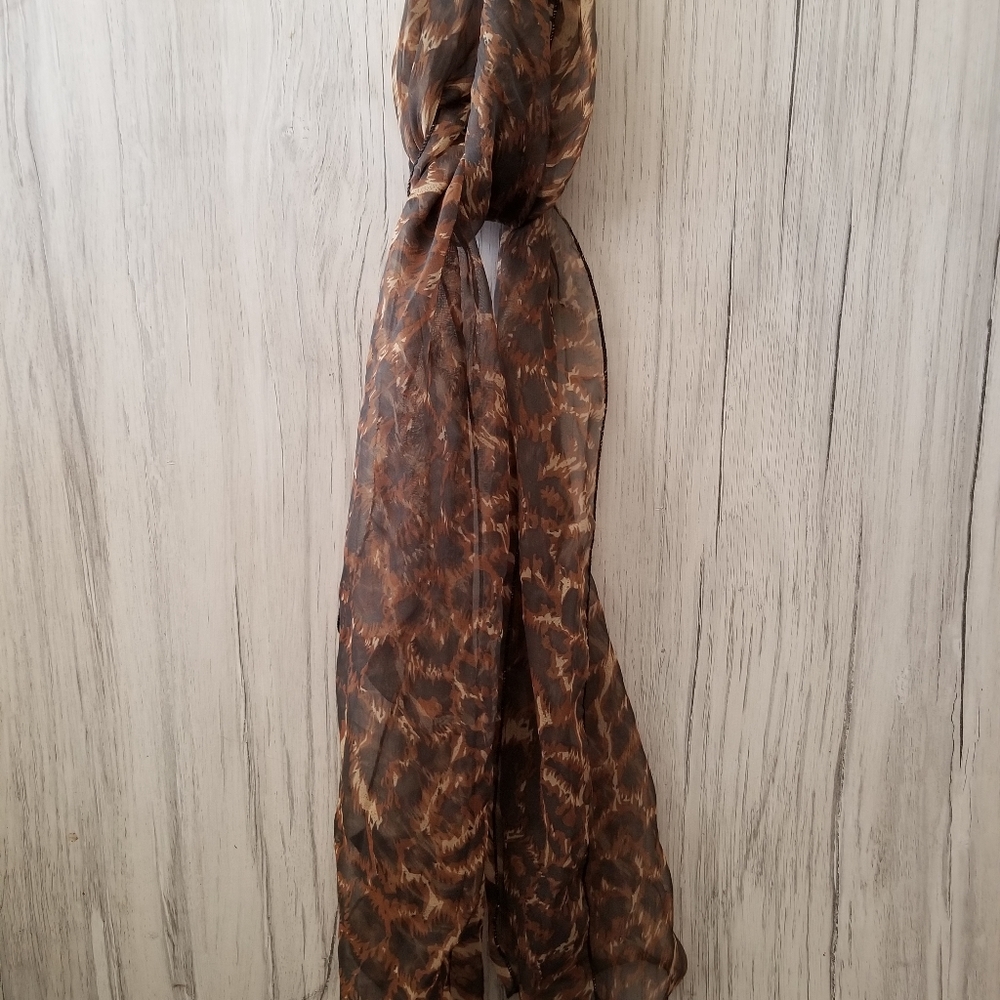 Cejon sheer scarf brown Animal print
